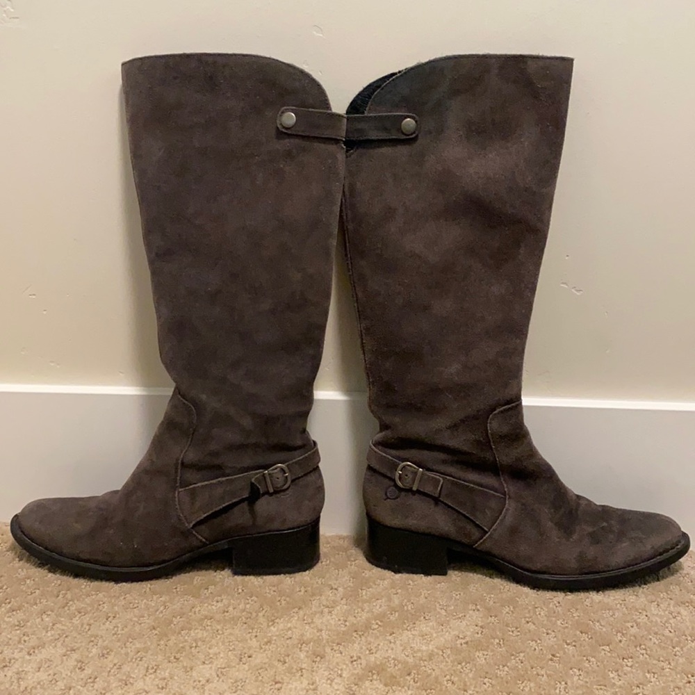Born Dark grey suede Cupra buckle boots -size 8 (F50542)